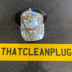 Beige Blue Flower Cap