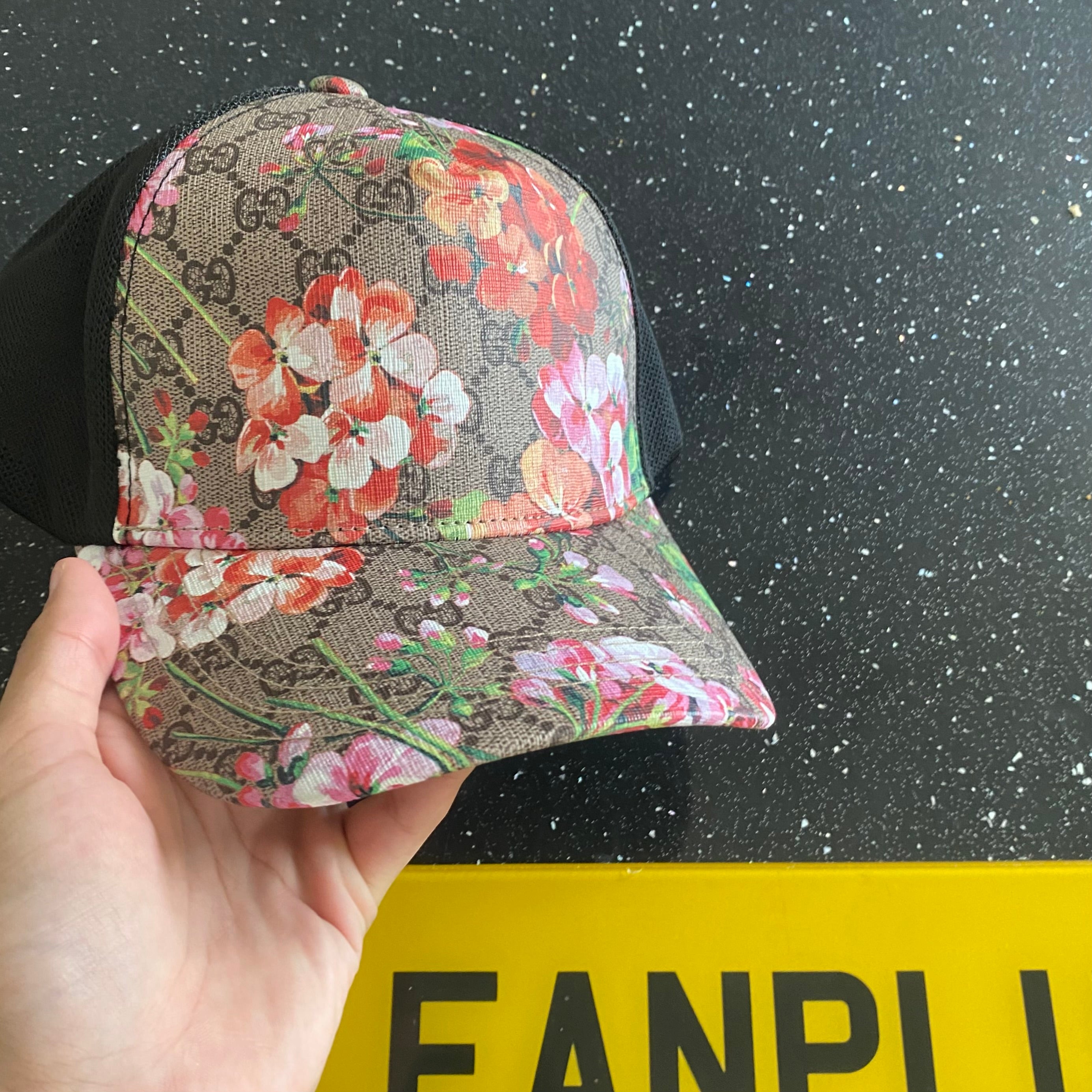 Beige Red Flower Cap